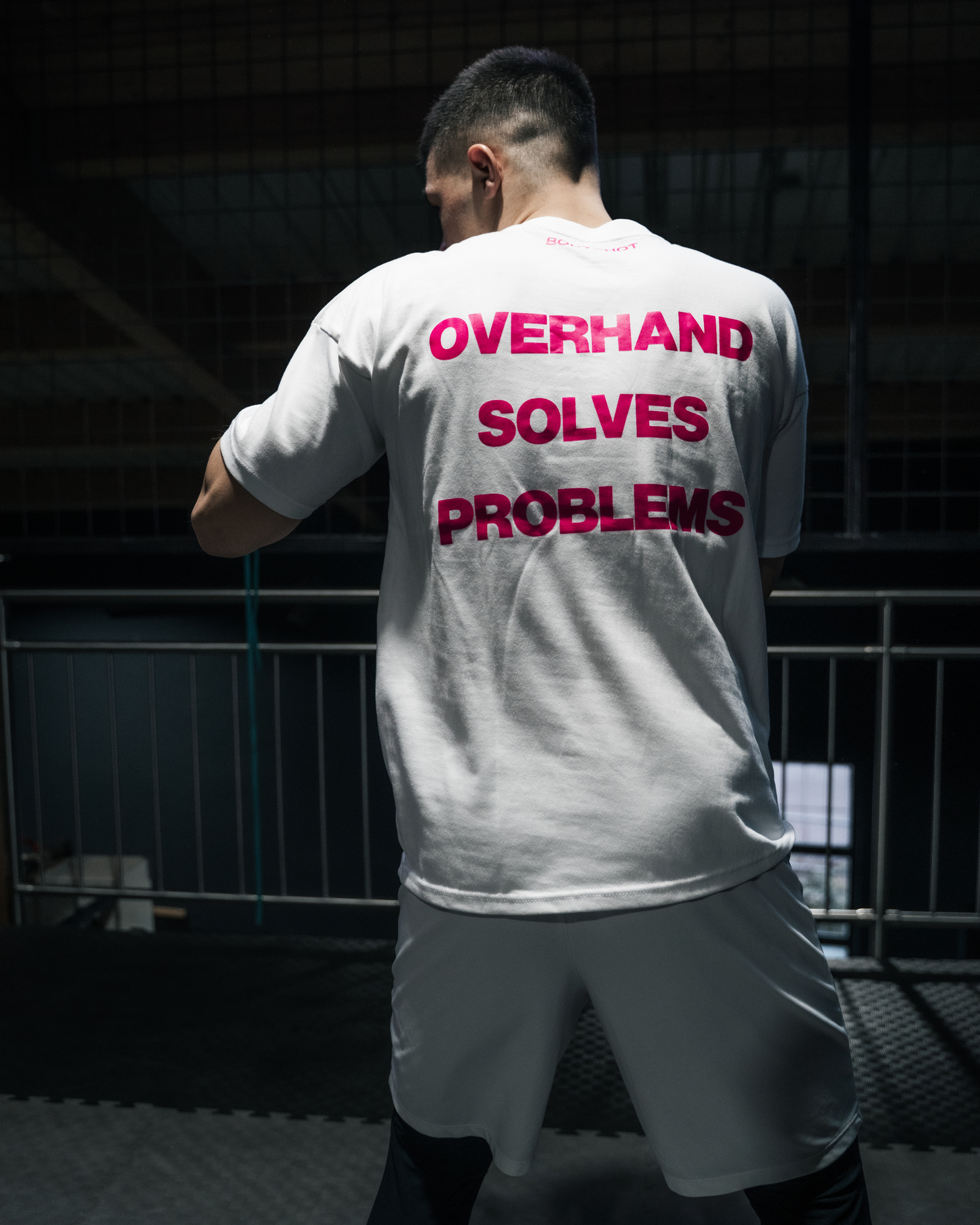 Overhand Solves Problems T-Shirt Pink/White