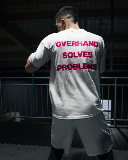 Overhand Solves Problems T-Shirt Pink/White
