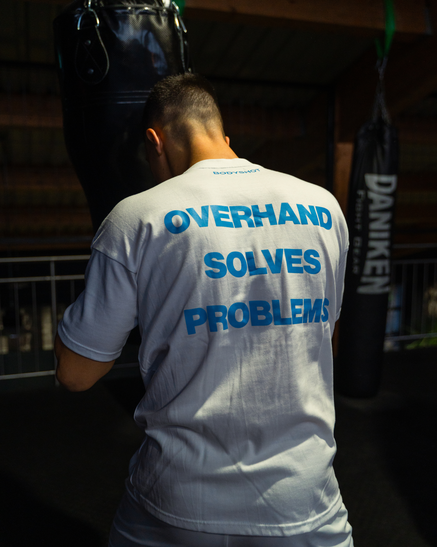 Overhand Solves Problems T-Shirt Babyblue/White