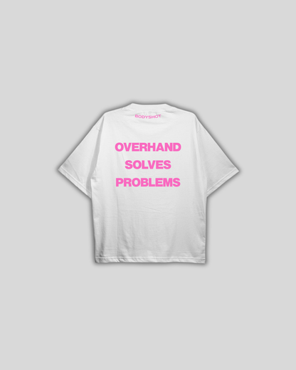 Overhand Solves Problems T-Shirt Pink/White